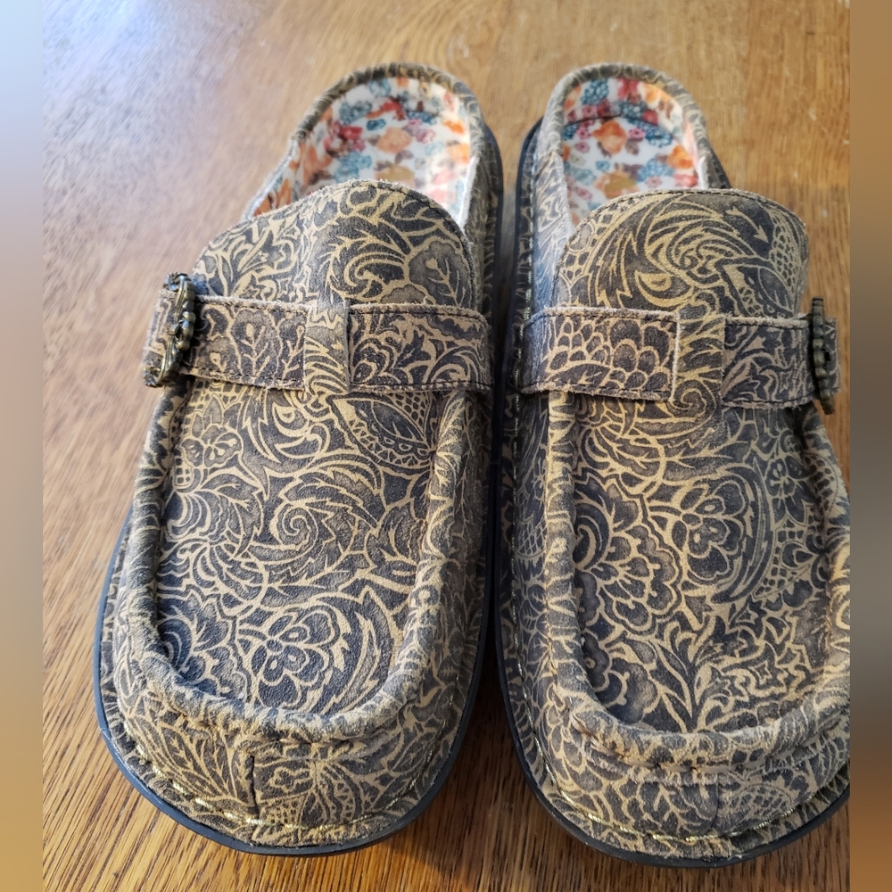 Alegria Brown And Tan Mules - Picture 2 of 7